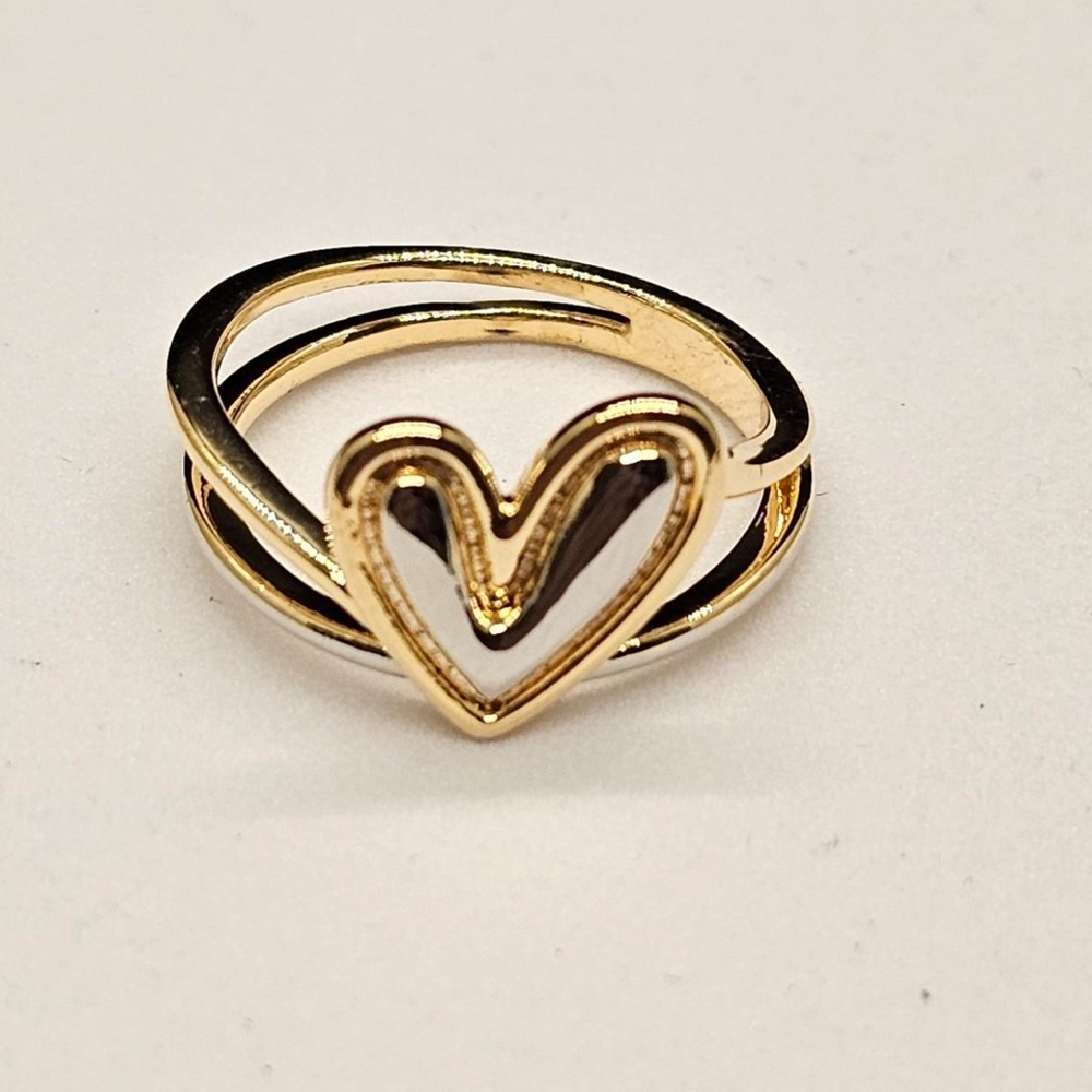 Gold and Silver Heart Ring size 6